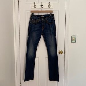 True Religion ‘Ricky’ Camel Stitch Relaxed Straight Jeans - Size 29